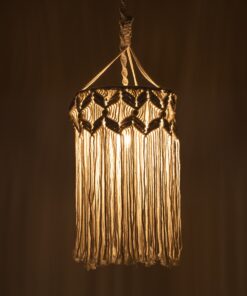 GloboStar® CONGO 36206 Boho – Μακραμέ – Macrame Κρεμαστό Φωτιστικό Οροφής Μονόφωτο 1 x E27 Πλεκτό Χειροποίητο Μπεζ Υφασμάτινο με Σχοινί Φ30 x Υ50cm
