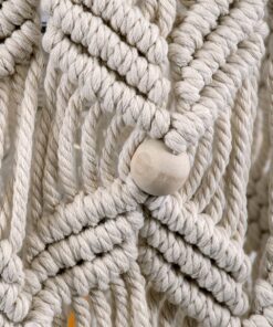 GloboStar® CONGO 36206 Boho – Μακραμέ – Macrame Κρεμαστό Φωτιστικό Οροφής Μονόφωτο 1 x E27 Πλεκτό Χειροποίητο Μπεζ Υφασμάτινο με Σχοινί Φ30 x Υ50cm