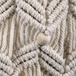 GloboStar® CONGO 36206 Boho – Μακραμέ – Macrame Κρεμαστό Φωτιστικό Οροφής Μονόφωτο 1 x E27 Πλεκτό Χειροποίητο Μπεζ Υφασμάτινο με Σχοινί Φ30 x Υ50cm