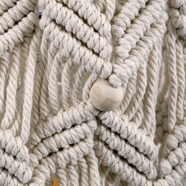 GloboStar® CONGO 36206 Boho – Μακραμέ – Macrame Κρεμαστό Φωτιστικό Οροφής Μονόφωτο 1 x E27 Πλεκτό Χειροποίητο Μπεζ Υφασμάτινο με Σχοινί Φ30 x Υ50cm