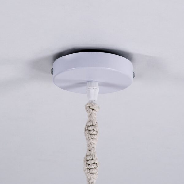 GloboStar® CONGO 36206 Boho – Μακραμέ – Macrame Κρεμαστό Φωτιστικό Οροφής Μονόφωτο 1 x E27 Πλεκτό Χειροποίητο Μπεζ Υφασμάτινο με Σχοινί Φ30 x Υ50cm