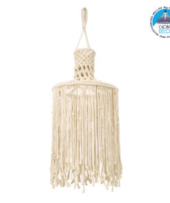 GloboStar® 36207 SENEGAL Καπέλο Φωτιστικού Boho – Μακραμέ Πλεκτό Χειροποίητο Μπεζ Υφασμάτινο με Σχοινί Φ30 x Υ80cm