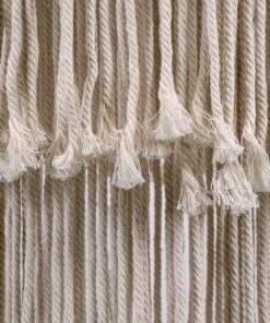 GloboStar® ZAMBIA 36208 Boho – Μακραμέ – Macrame Κρεμαστό Φωτιστικό Οροφής Μονόφωτο 1 x E27 Πλεκτό Χειροποίητο Μπεζ Υφασμάτινο με Σχοινί Φ30 x Υ60cm