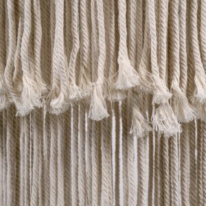 GloboStar® ZAMBIA 36208 Boho – Μακραμέ – Macrame Κρεμαστό Φωτιστικό Οροφής Μονόφωτο 1 x E27 Πλεκτό Χειροποίητο Μπεζ Υφασμάτινο με Σχοινί Φ30 x Υ60cm