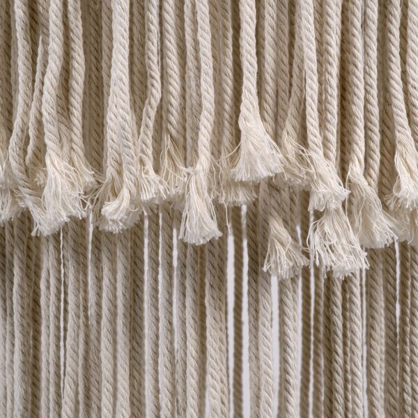 GloboStar® ZAMBIA 36208 Boho – Μακραμέ – Macrame Κρεμαστό Φωτιστικό Οροφής Μονόφωτο 1 x E27 Πλεκτό Χειροποίητο Μπεζ Υφασμάτινο με Σχοινί Φ30 x Υ60cm