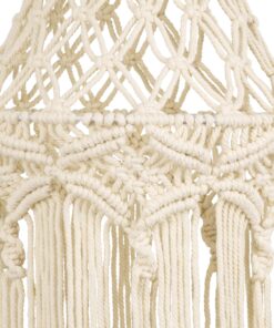 GloboStar® 36209 SOMALIA Καπέλο Φωτιστικού Μακραμέ Πλεκτό Χειροποίητο Μπεζ Υφασμάτινο με Σχοινί Φ30 x Υ90cm