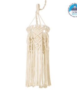 GloboStar® 36211 BAHRI Vintage Κρεμαστό Φωτιστικό Οροφής Μονόφωτο 1 x E27 Boho – Μακραμέ Πλεκτό Χειροποίητο Μπεζ Υφασμάτινο με Σχοινί Φ20 x Υ65cm