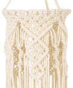 GloboStar® 36211 BAHRI Vintage Κρεμαστό Φωτιστικό Οροφής Μονόφωτο 1 x E27 Boho – Μακραμέ Πλεκτό Χειροποίητο Μπεζ Υφασμάτινο με Σχοινί Φ20 x Υ65cm