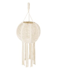 GloboStar® 36214 EGYPT Καπέλο Φωτιστικού Boho – Μακραμέ Πλεκτό Χειροποίητο Μπεζ Υφασμάτινο με Σχοινί Φ30 x Υ75cm