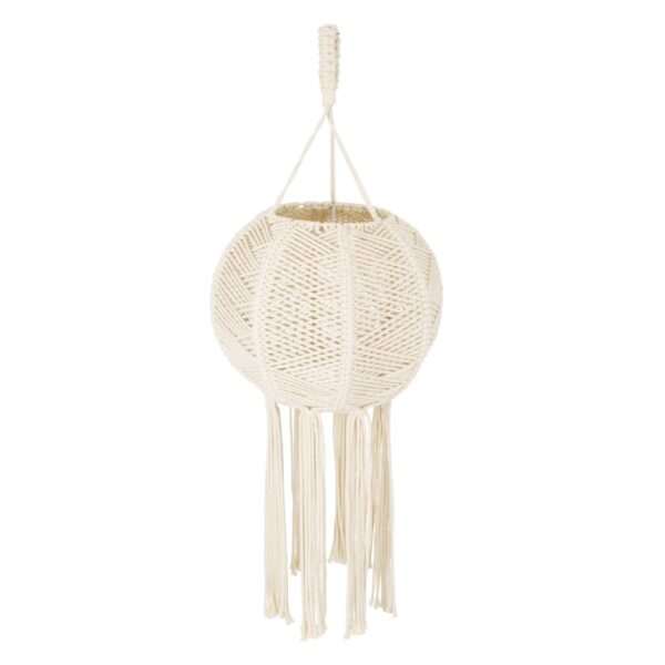 GloboStar® 36214 EGYPT Καπέλο Φωτιστικού Boho – Μακραμέ Πλεκτό Χειροποίητο Μπεζ Υφασμάτινο με Σχοινί Φ30 x Υ75cm