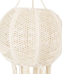 GloboStar® 36214 EGYPT Καπέλο Φωτιστικού Boho – Μακραμέ Πλεκτό Χειροποίητο Μπεζ Υφασμάτινο με Σχοινί Φ30 x Υ75cm