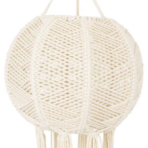 GloboStar® 36214 EGYPT Καπέλο Φωτιστικού Boho – Μακραμέ Πλεκτό Χειροποίητο Μπεζ Υφασμάτινο με Σχοινί Φ30 x Υ75cm