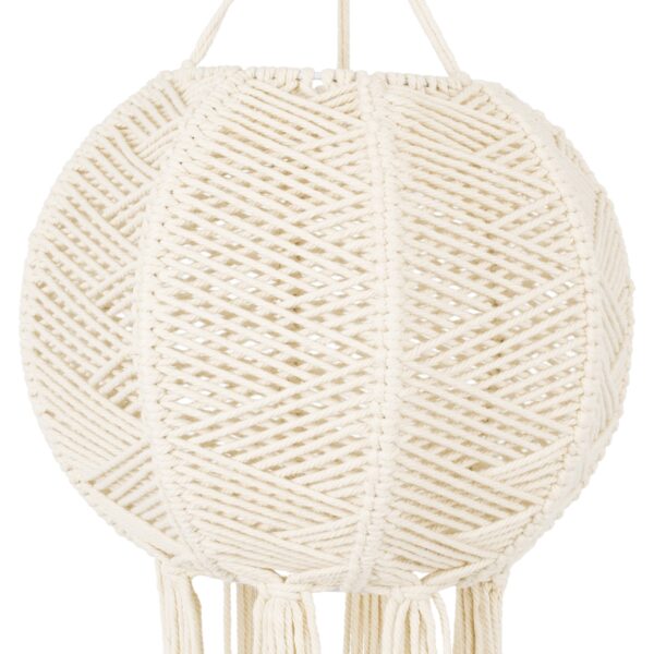 GloboStar® 36214 EGYPT Καπέλο Φωτιστικού Boho – Μακραμέ Πλεκτό Χειροποίητο Μπεζ Υφασμάτινο με Σχοινί Φ30 x Υ75cm