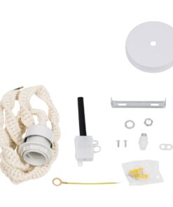 GloboStar® 36215 SHAQRA Κρεμαστό Φωτιστικό Οροφής Ανάρτηση Boho – Μακραμέ Πλεκτό Χειροποίητο με Λευκό Ντουί 1 x E27 για Τοποθέτηση Καπέλων Φωτιστικών Μονόφωτο Μπεζ Υφασμάτινο με Σχοινί Φ4 x Y110cm