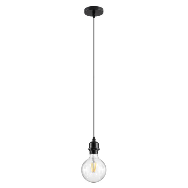 GloboStar® 36218 HANNA Μοντέρνο Κρεμαστό Φωτιστικό Οροφής Ανάρτηση με Μαύρο Ντουί E27 για Τοποθέτηση Καπέλων Φωτιστικών Μονόφωτο Μαύρο Φ4 x Y110cm