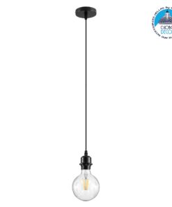 GloboStar® 36218 HANNA Μοντέρνο Κρεμαστό Φωτιστικό Οροφής Ανάρτηση με Μαύρο Ντουί E27 για Τοποθέτηση Καπέλων Φωτιστικών Μονόφωτο Μαύρο Φ4 x Y110cm