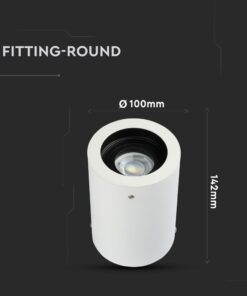 Στρογγυλό φωτιστικό οροφής LED λευκού χρώματος, διάμετρος 100mm, ύψος 142mm, για εσωτερικούς χώρους.