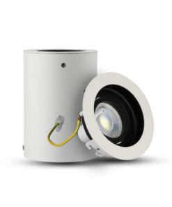 Λευκός ενσωματωμένος φωτιστικός προβολέας LED με ρυθμιζόμενη γωνία, ιδανικός για εσωτερικούς χώρους.