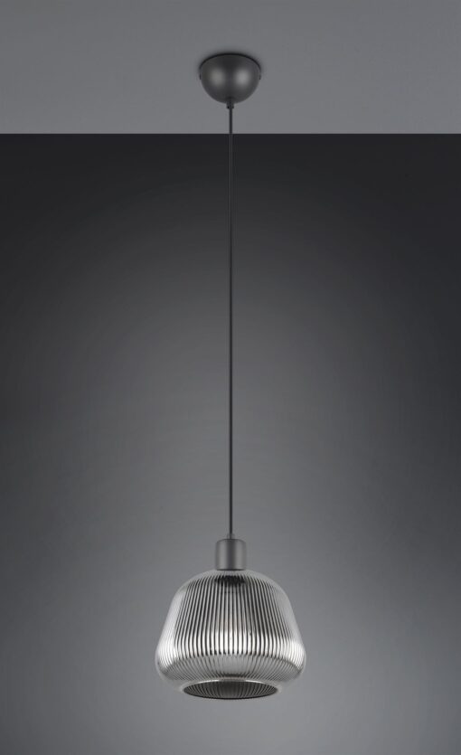 Κρεμαστό Μονόφωτο Μαύρο Ματ & Γυαλί TARIFA 1xE27 Trio Lighting – 362800132