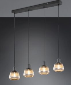 Κρεμαστό Φωτιστικό Ράγα Μαύρο Ματ & Γυαλί TARIFA 4xE27 Trio Lighting – 362800432