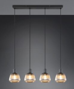 Κρεμαστό Φωτιστικό Ράγα Μαύρο Ματ & Γυαλί TARIFA 4xE27 Trio Lighting – 362800432