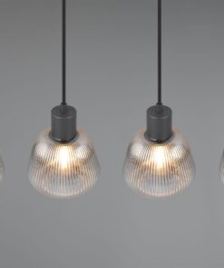 Κρεμαστό Φωτιστικό Ράγα Μαύρο Ματ & Γυαλί TARIFA 4xE27 Trio Lighting – 362800432