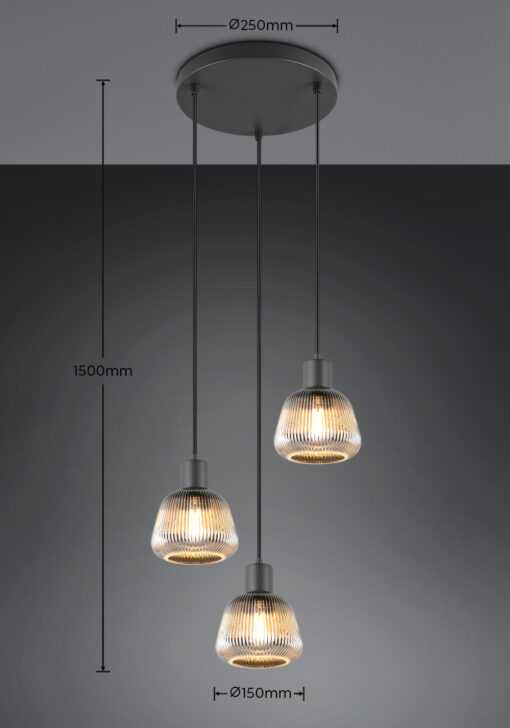 Κρεμαστό Πολύφωτο Ροζέτα Ματ & Γυαλί TARIFA 3xE27 Trio Lighting – 362830332