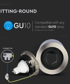 Στρογγυλό σποτ φωτισμού GU10, συμβατό με λάμπες GU10, χωρίς λάμπες, με σύνδεσμο για εύκολη τοποθέτηση.