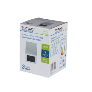 Φωτιστικό – Βάση Σποτ GU10 V-TAC Εξωτερική Τετράγωνη Λευκή Ρυθμιζόμενη – 3630