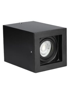 Μαύρο ορθογώνιο σποτ οροφής με LED, κατάλληλο για εσωτερικό φωτισμό και μοντέρνα διακόσμηση.