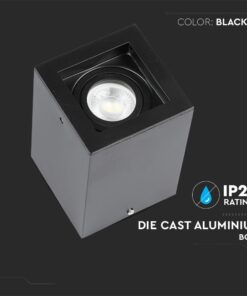 Μαύρο φωτιστικό οροφής αλουμινίου IP20. Τετράγωνος σχεδιασμός, ανθεκτικό, ιδανικό για εσωτερικούς χώρους.