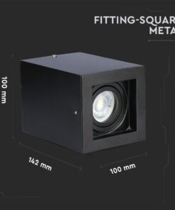 Μεταλλικό τετράγωνο φωτιστικό οροφής 100x142mm, μαύρο χρώμα, για εσωτερικό φωτισμό.