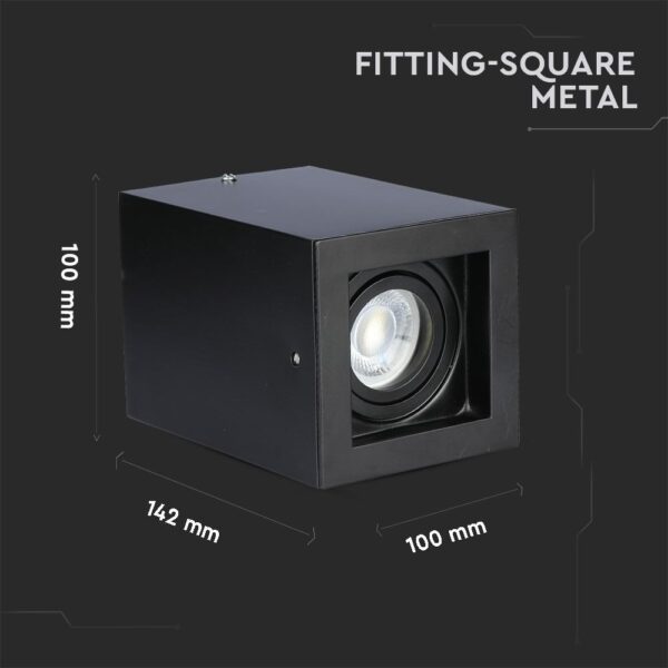 Μεταλλικό τετράγωνο φωτιστικό οροφής 100x142mm, μαύρο χρώμα, για εσωτερικό φωτισμό.