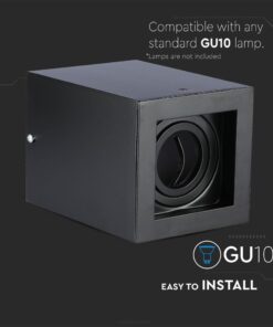 Μαύρο φωτιστικό οροφής GU10, τετράγωνο, εύκολη εγκατάσταση, χωρίς λαμπτήρα. Κατάλληλο για σύγχρονα δωμάτια.