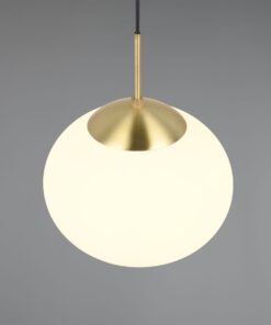 Κρεμαστό Φωτιστικό Ματ Ορείχαλκος & Οπάλ Γυαλί FOMENTO 1xE27 Φ30 Trio Lighting – 363100108