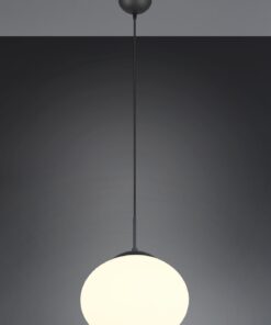 Κρεμαστό Φωτιστικό Ματ Μαύρο & Οπάλ Γυαλί FOMENTO 1xE27 Φ30 Trio Lighting – 363100132