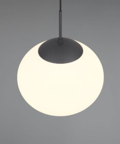 Κρεμαστό Φωτιστικό Ματ Μαύρο & Οπάλ Γυαλί FOMENTO 1xE27 Φ30 Trio Lighting – 363100132