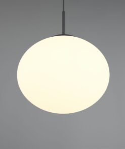 Κρεμαστό Φωτιστικό Ματ Μαύρο & Οπάλ Γυαλί FOMENTO 1xE27 Φ30 Trio Lighting – 363100132