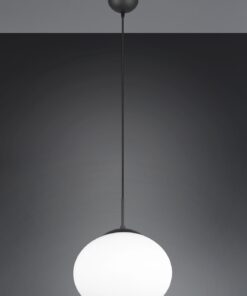 Κρεμαστό Φωτιστικό Ματ Μαύρο & Οπάλ Γυαλί FOMENTO 1xE27 Φ30 Trio Lighting – 363100132