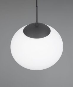 Κρεμαστό Φωτιστικό Ματ Μαύρο & Οπάλ Γυαλί FOMENTO 1xE27 Φ30 Trio Lighting – 363100132