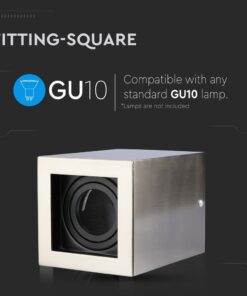 Τετράγωνη βάση φωτιστικού, συμβατή με λάμπες GU10, μεταλλική κατασκευή, χωρίς λάμπα.
