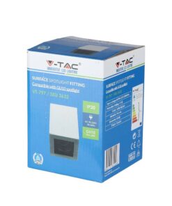 Συσκευασία φωτιστικού επιφάνειας V-TAC VT-797 για GU10, τετραγωνή μορφή, σατινέ νίκελ, IP20, μέγιστη ισχύς 35W.