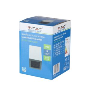 Συσκευασία φωτιστικού επιφάνειας V-TAC VT-797 για GU10, τετραγωνή μορφή, σατινέ νίκελ, IP20, μέγιστη ισχύς 35W.