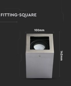 Τετράγωνο φωτιστικό οροφής, ανοξείδωτο, διαστάσεις 100x142mm, μοντέρνος σχεδιασμός.