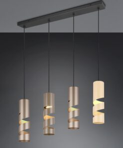 Κρεμαστό Φωτιστικό Ράγα Μαύρο Ματ Μεταλλικό Καφέ & Μπεζ Σποτ STREAM 4x GU10 Trio Lighting – 364000417