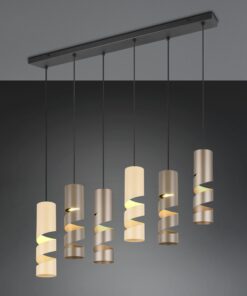 Κρεμαστό Φωτιστικό Ράγα Μαύρο Ματ Μεταλλικό Καφέ & Μπεζ Σποτ STREAM 6x GU10 Trio Lighting – 364000617