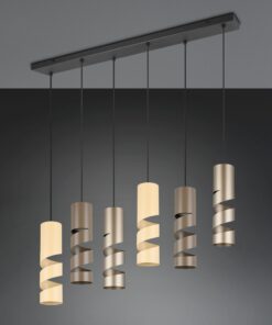 Κρεμαστό Φωτιστικό Ράγα Μαύρο Ματ Μεταλλικό Καφέ & Μπεζ Σποτ STREAM 6x GU10 Trio Lighting – 364000617