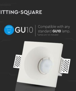 Τετράγωνη υποδοχή GU10 συμβατή με λάμπες. Ιδανική για μοντέρνο φωτισμό εσωτερικών χώρων.
