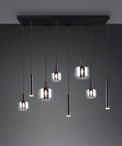 Κρεμαστό Πολύφωτο Ράγα Μαύρο Ματ & Γυαλί MATARO 2xE27 3xE14 3xGU10 Trio Lighting – 364100832