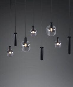 Κρεμαστό Πολύφωτο Ράγα Μαύρο Ματ & Γυαλί MATARO 2xE27 3xE14 3xGU10 Trio Lighting – 364100832